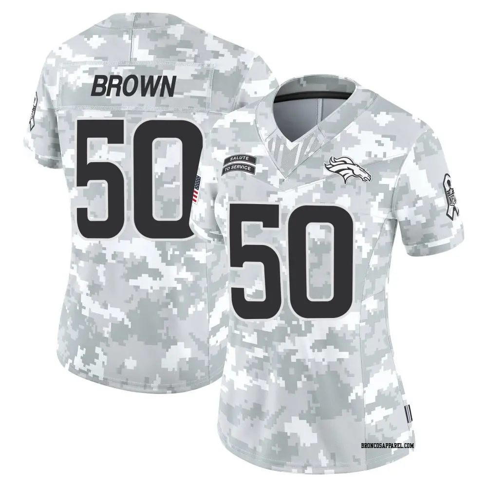Limited Arctic Camo Women's JB Brown Denver Broncos 2024 Salute to Service Jersey